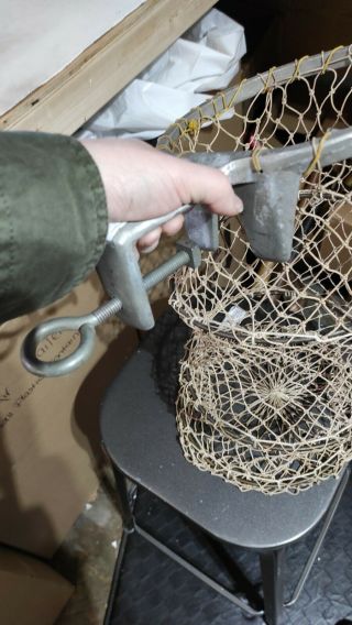 Vintage Fishing Metal Wire Keeper Net,  Live Bait Basket Tiered Cage Collapsible 3