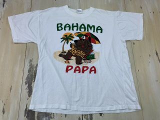 Bahama Papa: Vtg 90s Beach Vacation Cool Dog White Dorsett Tees T - Shirt,  Mens Xl