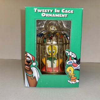 Vtg Warner Bros.  Looney Tunes “tweety Bird In A Cage " Christmas Ornament 1998