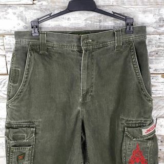 Vintage Jnco Jeans Mens Cargo Shorts Green Size 32 Skater Flaming Crown 2