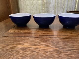 Set Of 3 Vintage Emile Henry France Cereal Bowl 21.  19 Blue