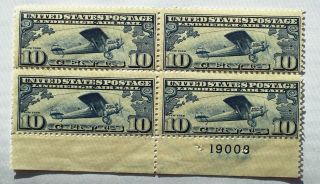 Scott C10 Us Airmail Stamps (plate Block Of 4) Mint/nh Og