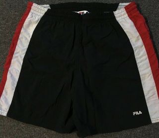 Vtg 90s Fila Colorblock Shorts L White Red Nautical Sailing Tommy 80s Gym Track