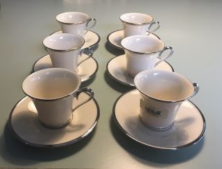 Lenox Dimension Solitaire Footed Cups And Saucers (set Of 6) -