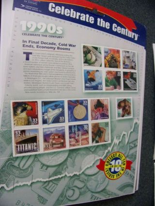 Celebrate the Century: U.  S.  Stamp Set of 10 Sheets 1900 ' s - 1990 ' s 2