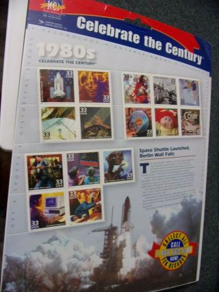 Celebrate the Century: U.  S.  Stamp Set of 10 Sheets 1900 ' s - 1990 ' s 3