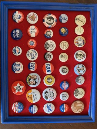 Vintage 37 Political Election Campaign Pin Buttons Ike Fdr Roosevelt Harding