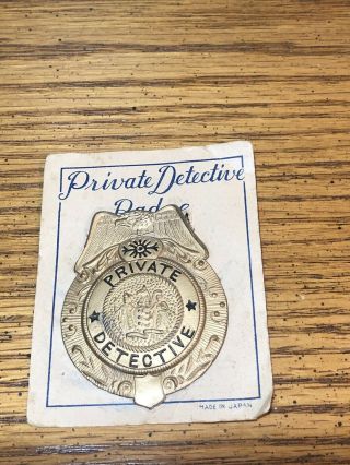 Vintage Toy Private - Detective Badge 2” On Card Japan Retro Old Rare