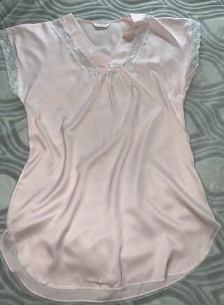 Vtg Pink Inner Most Brushed Satin Nightgown Nightie L Euc Sissy Girly Usa
