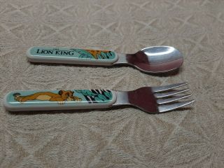 Vintage 1995 Disney The Lion King Simba Child Fork & Spoon Flatware Utensil Set