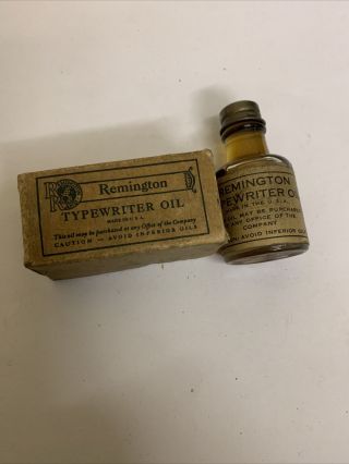 Vintage Antique Typewriter Oil Remington Usa Bottle Box Desk Pen Advertise