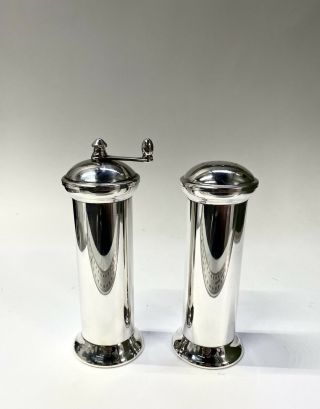 Antique Pepper Grinder Salt Shaker Set Of 2 Acciaio Garantito Silver Plated