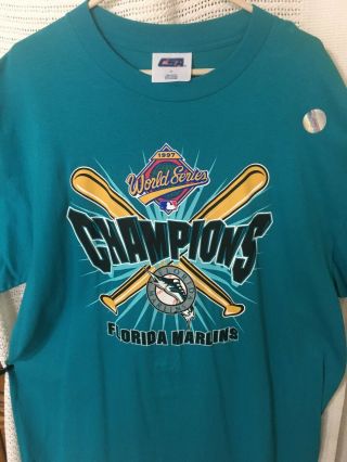 Vintage Florida Marlins 1997 Baseball World Series Champions Mlb T Shirt Size Xl