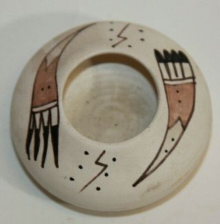 Vintage Pottery Native American Isleta Miniature Bowl Pot - Signed J.  L.  J Isleta