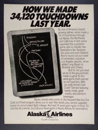 1983 Alaska Airlines West Coast Destinations Vintage Print Ad