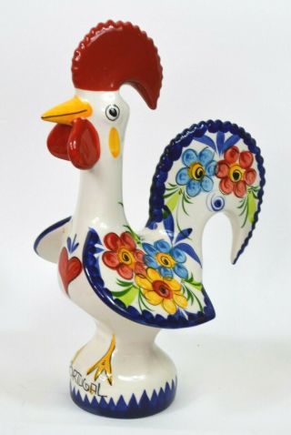 Vintage Ceramic Rooster Made In Portugal 11.  5 Inches Tall Hand Painted