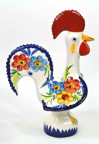 Vintage Ceramic Rooster Made in Portugal 11.  5 Inches Tall Hand Painted 3