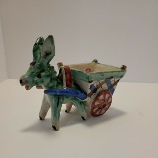 Vintage Donkey Cart Planter C.  A.  S.  Vietri Italy.  13f