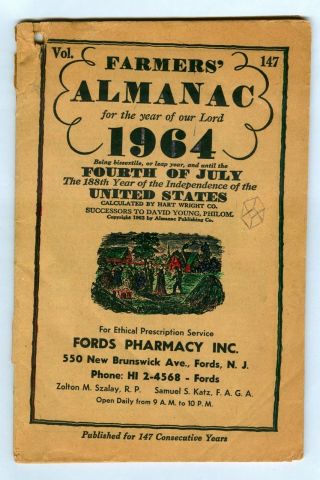 Vintage 1964 Farmers Almanac By Ray Geiger Vol.  147 (48 Pages) Complete
