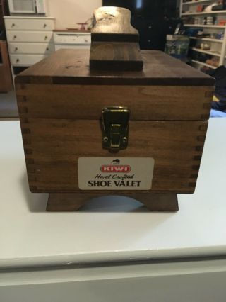 Vintage Kiwi Hand Crafted Shoe Valet Shoe Shine Dovetail Wooden Box With