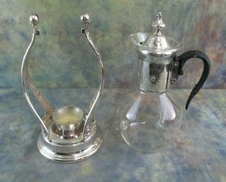 Vintage Newport Gotham Silver Plate Coffee Carafe with Pour Stand 3
