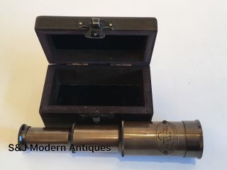 Brass Telescope Antique Vintage 8 Inch Hand Extending Old Naval Victorian Pirate