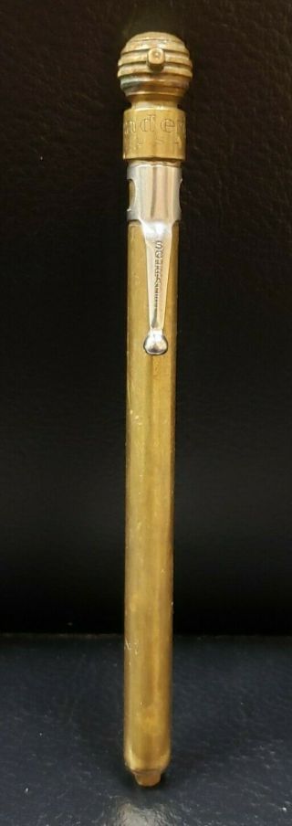 Vintage Schrader Brass Usa Tire Air Pressure Gauge Pencil Type