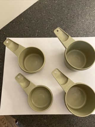 Vintage Tupperware Replacement Avocado Green 3/4,  2/3,  1/2,  1/4 Measuring Cups