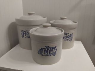 Pfaltzgraff Blue Yorktowne Flour Sugar Coffee Canister Set Of 3