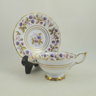Golden Bramble By Royal Stafford Bone China 3 Gold Lines Blackberry Cup & Saucer
