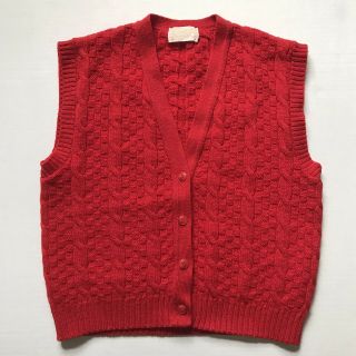 Vtg Pendleton Women’s Red Sz S 100 Virgin Wool Cable Knit Sweater Vest Button