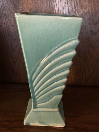 Mccoy Pottery Art Deco Turquoise Green Square Vase