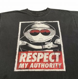 Vintage Eric Cartman Respect My Authority South Park T Shirt Cartoon Sz Xl Rare