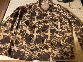 Vintage Duck Bay Camo Hunting Field Shirt Duck Pattern L Camouflage