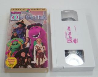 Vintage Barney’s Once Upon A Time Vhs Tape With Sleeve 1996 Dinosaur