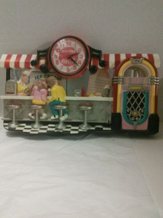 Vintage 3d Coca Cola Clock Ice Cream Shop Soda Fountain Jukebox Diner