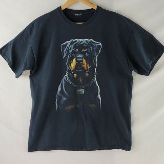 Vintage T - Shirt Rottweiler Dog Puppy " Fear Is For Others " Huge Graphic 90s Black
