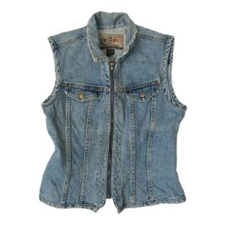 Express Women’s Vintage Blue Denim Vest Jacket Size Small Full Zip Cotton K7 - 16