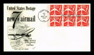 Dr Jim Stamps Us 7c Air Mail Booklet Pane Unsealed Fdc Cover Fleetwood