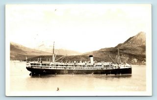 Skagway,  Ak - Early View Of Ss Aleutian Steamship - Vtg Photo Rppc