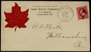 " Leaf Stove Company " Quite 1899 W/ 2¢ Vf Red Illust.  Advt Cover Bq2673