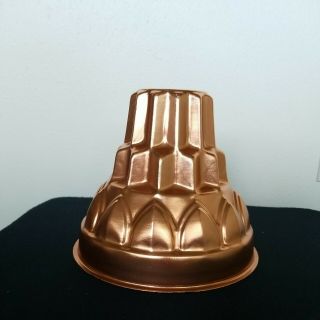 Vtg.  Jello Mold Cake Pan Tall 4 - Tier Tower 12 Cup Copper Color Aluminum 8 " X 9 "
