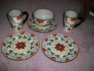 6pc Set Tabletops Gallery Odessa Pattern Hand Crafted Pnt 