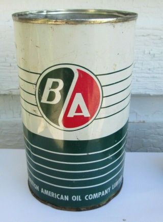 Vintage B/a British American Oil Tin/can Canadian Empty 1 Imperial Quart