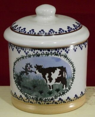Nicholas Mosse Pottery Landscape Cow Lidded Sugar Bowl Lid Jar Htf