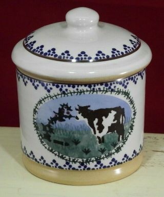 Nicholas Mosse Pottery Landscape Cow Lidded Sugar Bowl Lid Jar HTF 2
