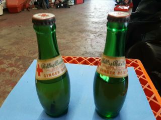 (2) Vintage Billy Baxter Green Ginger Beer Bottles Pittsburgh Pa Full