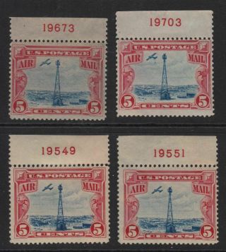 1928 Airmail Sc C11 5c Bi - Color Beacon Mh With Og Red Numbers Hebert Cv $40 (w1