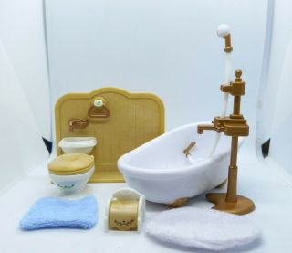 Sylvanian Families Small Bathroom Suite Set Bath Sink Toilet Bundle Spare Parts
