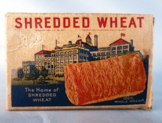 Vintage 1932 Uneeda Nabisco Shredded Wheat Sample Size Cereal Box Us Uk Canada
